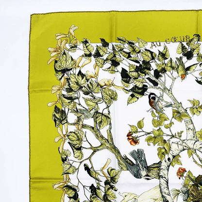 Hermes Carre 90 U Coeur DES BOIS In The Woods Green 100% Silk Scarf