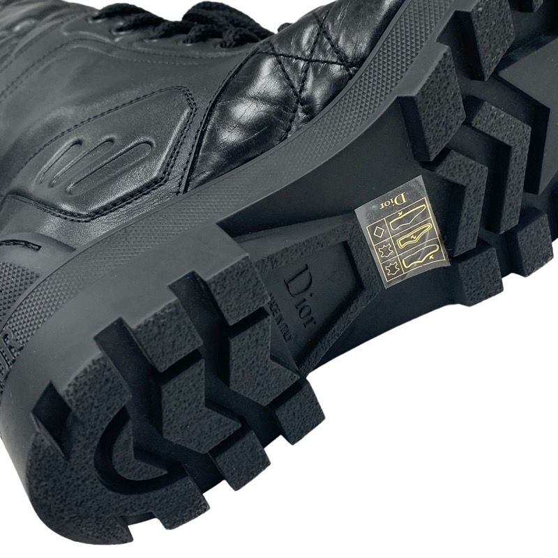 Christian Dioriron Boots Long Boots Middle Boots Quilted Lace-up Leather Black