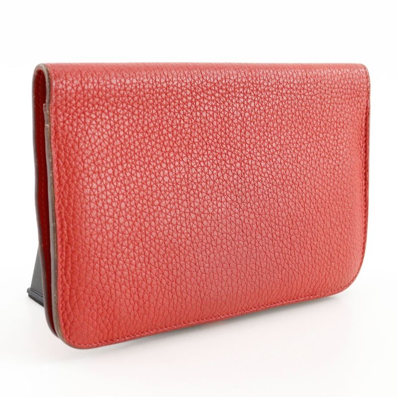 Hermes Dogon GM Taurillon Clemence Red □R Ladies Long Wallet