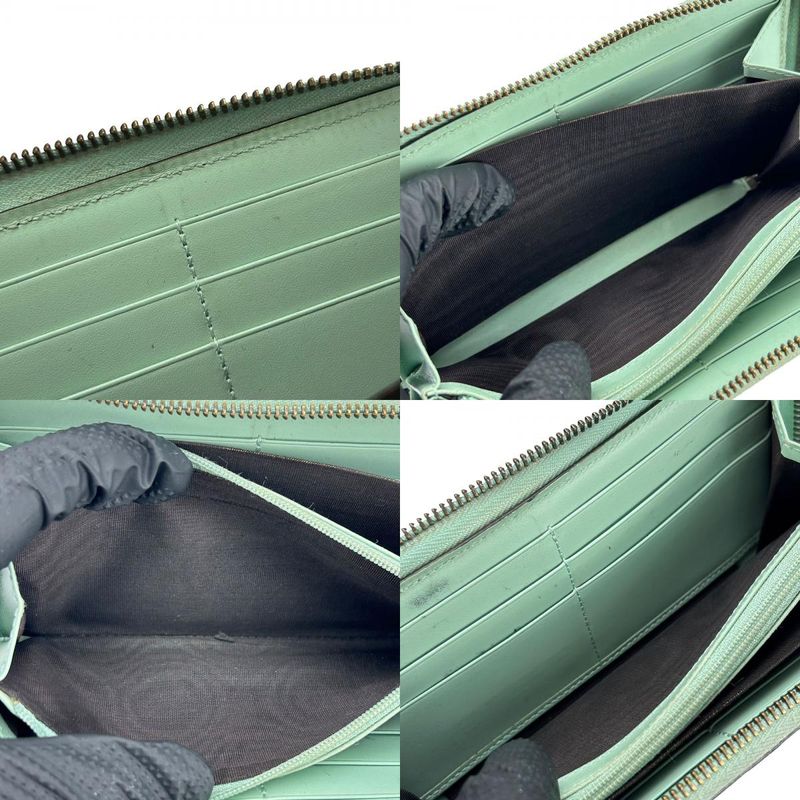 Gucci Long Wallet Round Zipper 548058 Sima Leather Mint Green Color Linea Cat