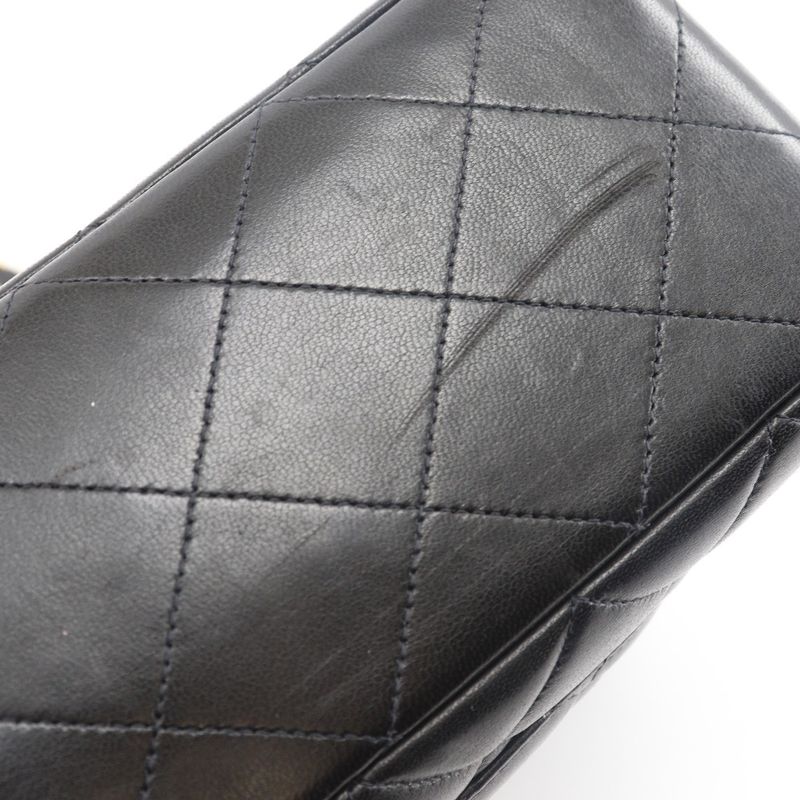 Chanel Deca Matelasse Double Chain Vintage Lambskin Black Ladies Shoulder Bag