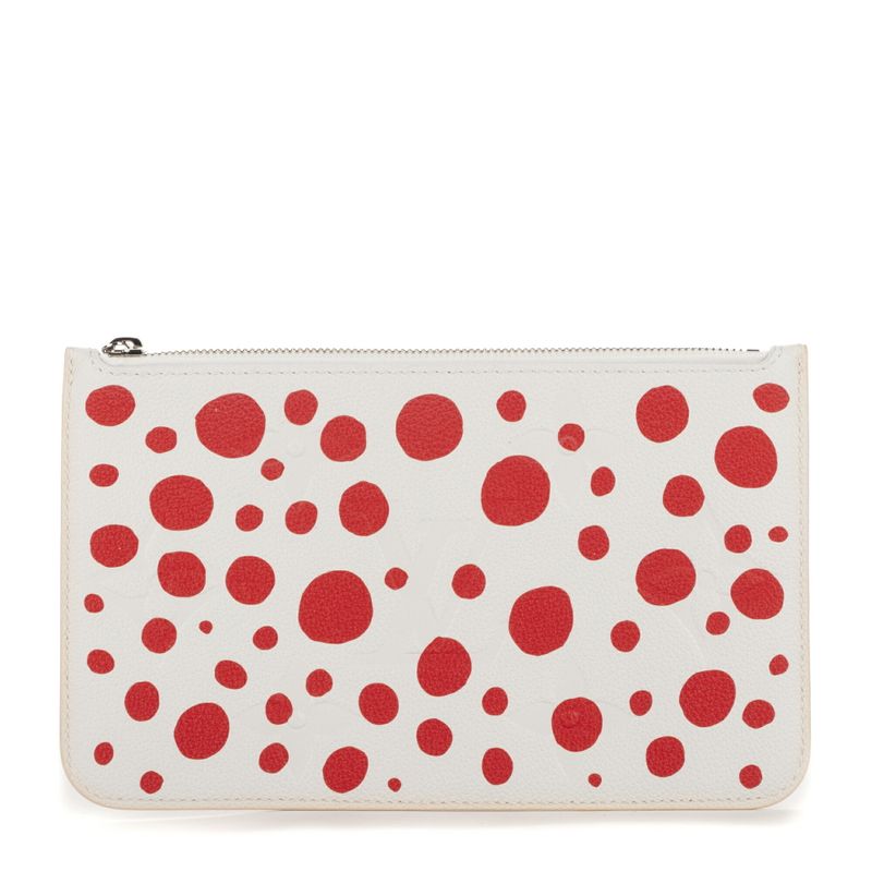 Louis Vuitton "limited Edition Yayoi Kusama Infinity Dot Neverfull Pouch" White