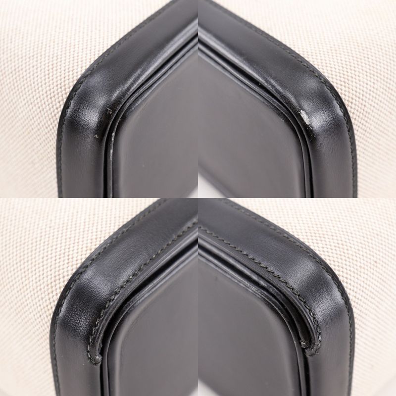 Hermes Vanity Travel Case Vintage Calf Black/beige 0X Unisex Handbag