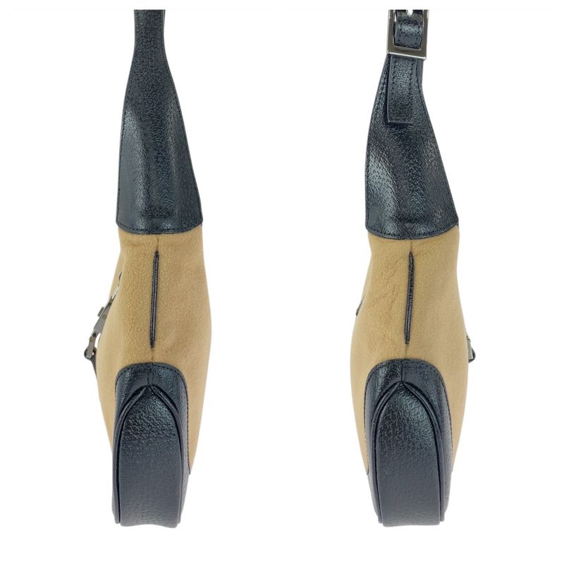 Gucci Jackie Line Beige Black Silver Hardware Canvas/leather 001 3735 Shoulder