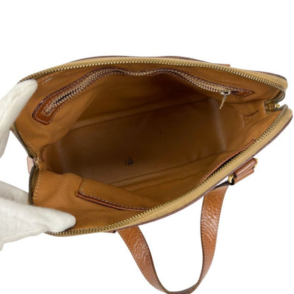 Celine Mini Tote Handbag With Macadam Pattern Triomphe Brown Pvcleather Charm