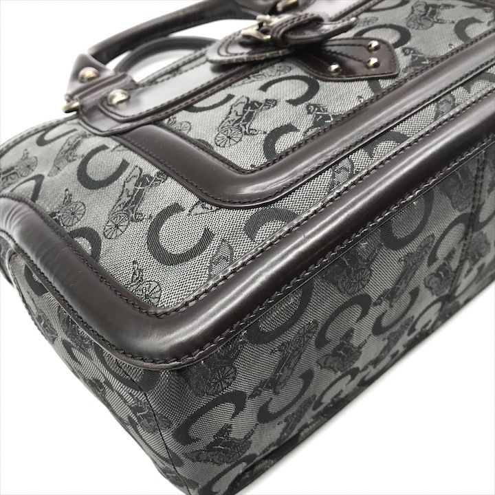 Celine Horse Carriage Signature Hand Tote Enamel Leather Brown