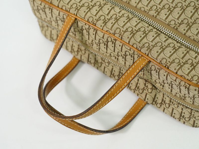 Authentic Christian DIOR Trotter Handbag Canvas Beige Trotter Bag Pre-owned