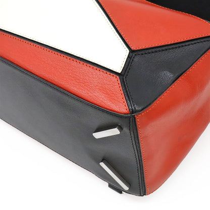 Loewe Puzzle Bag Medium Handbag 2WAY Shoulder Bag Crossbody Leather White Red