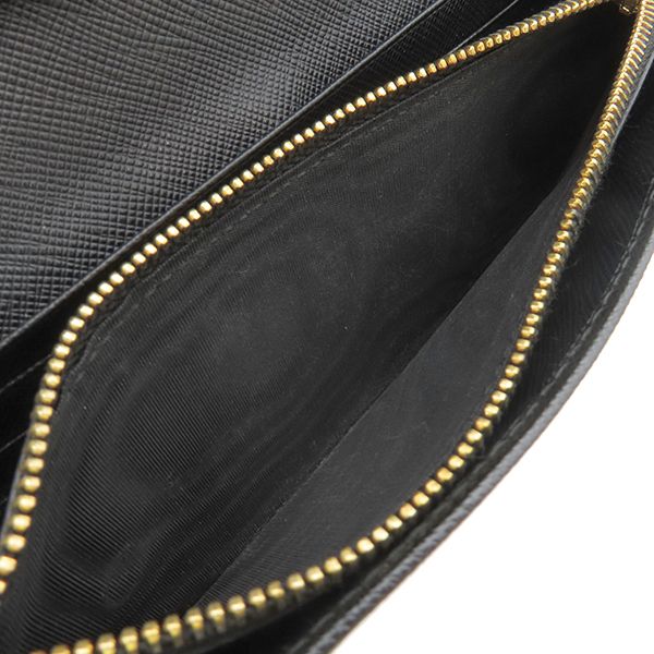 Prada Long Wallet Ribbon Flap Wallet Saffianoleather Black Goldhardware Black
