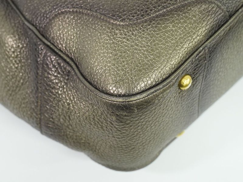 Authentic Prada Leather Shoulder Bag Gold Tone Bag Pre-owned [follow-up Discount