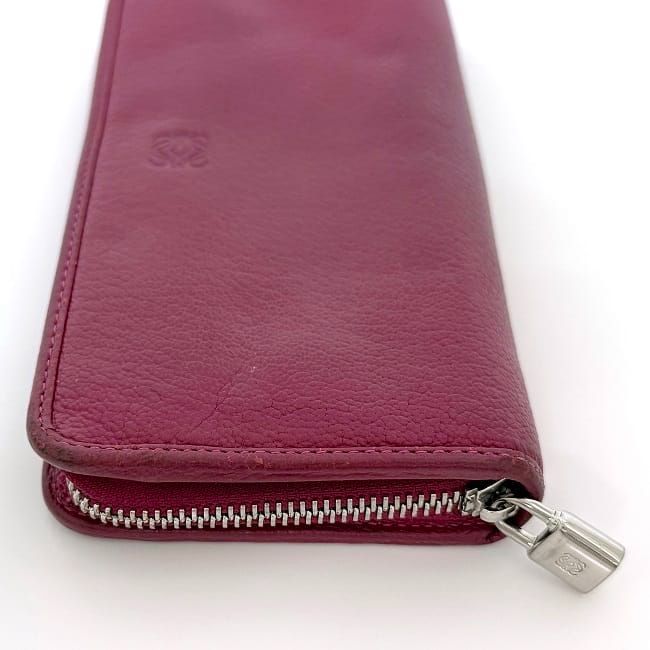 Loewe Round Zipper Long Wallet Pink Amazona Wallet Leather Preowned