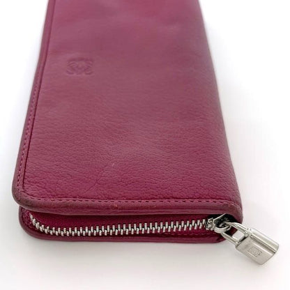 Loewe Round Zipper Long Wallet Pink Amazona Wallet Leather Preowned