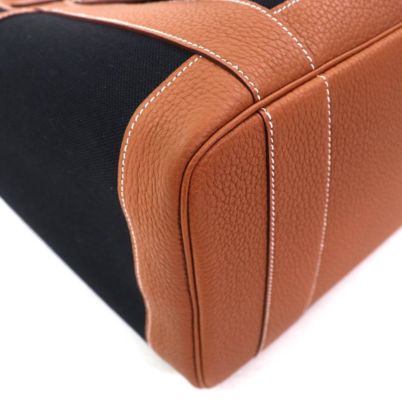 Hermes Garden Party Pocket Vertical Toile Military/negonda Serie Button Tote