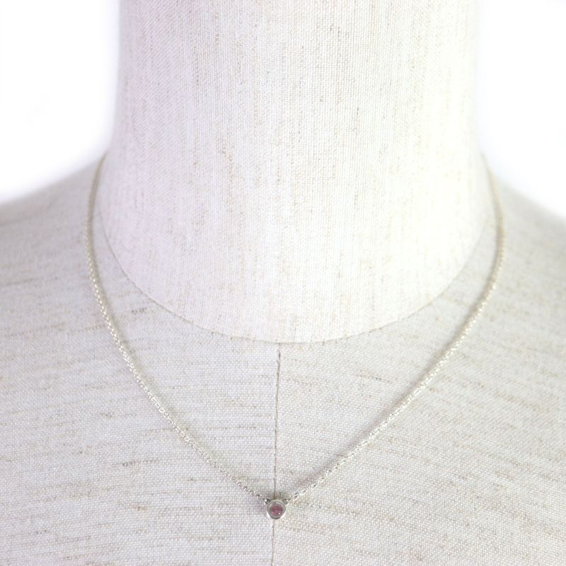  Tiffany & Co By-the-yard Ag925 1P Pink Sapphire Chain Necklace Silver Pink