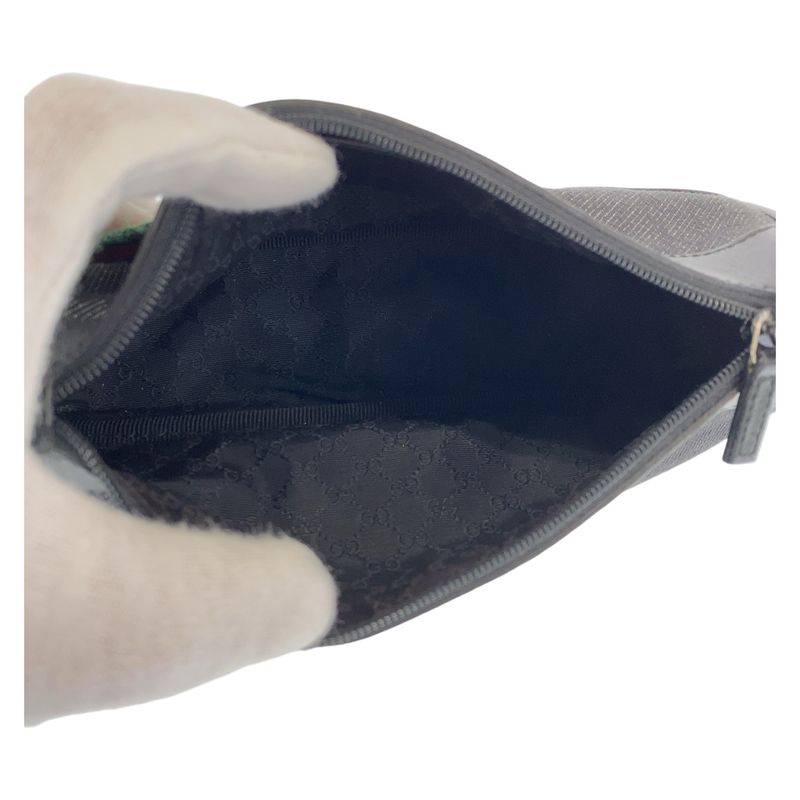 Gucci Sherry Line Black Silver Hardware Canvas/leather 92320 Handbag Accessory