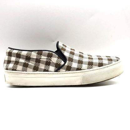 Celine Gingham Check Slip-on 40 Approx 26cm (10.24in) Brown White Checked Shoes