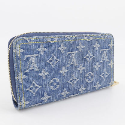 Louis Vuitton Zippy Wallet M82958 Monogram Denim Blue Unisex Long Wallet