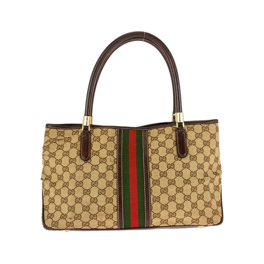 Gucci Sherry Line Beige Ivory Brown GG Canvas 161717 Tote Bag Shoulder Bag