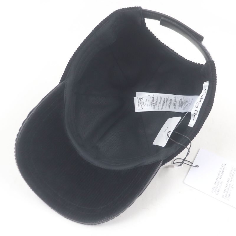 Christian DIOR 45dpv918e141 D-player Corduroy Baseball Cap Hat Black 57 Made