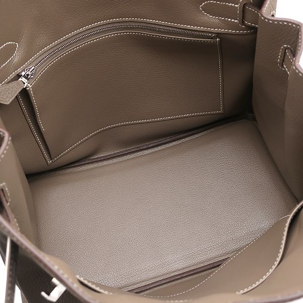 Hermes Handbag Birkin 30 Togo Etoupe Silver Hardware Glazed with Recolor