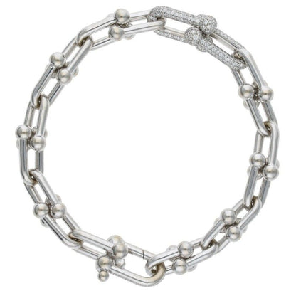 Tiffany & Co Hardwear Hardware 18K White Gold Diamond Medium Link Bracelet