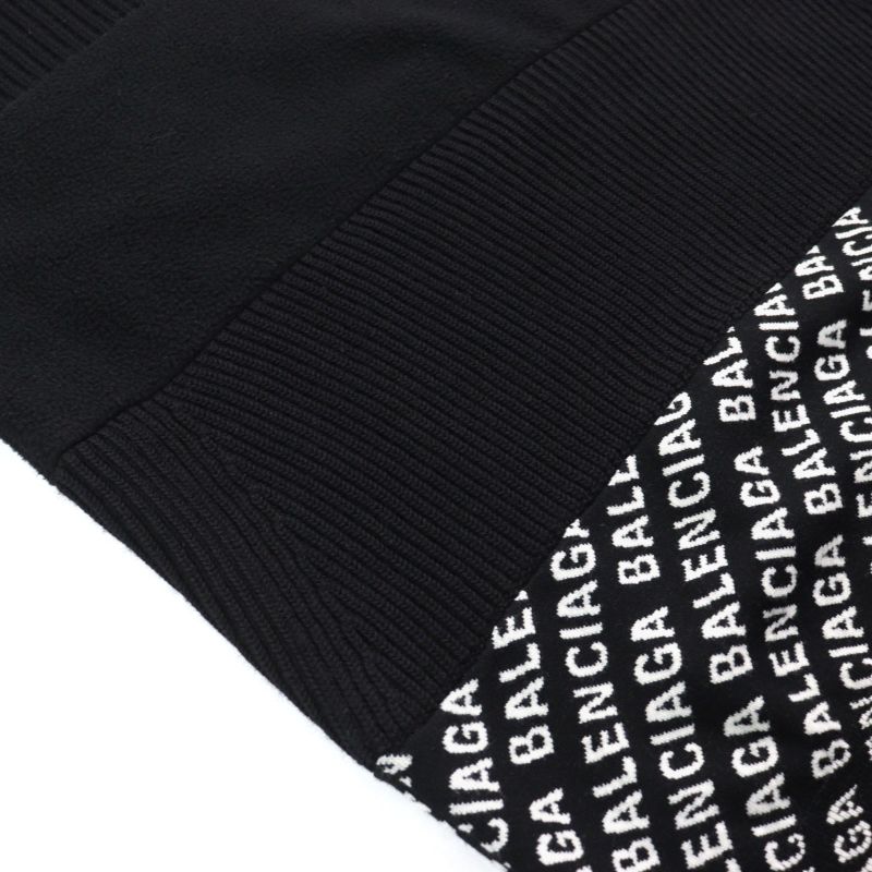 Balenciaga 20AW 641734 Oversized Half Zip Knit Sweater With Logo Pattern