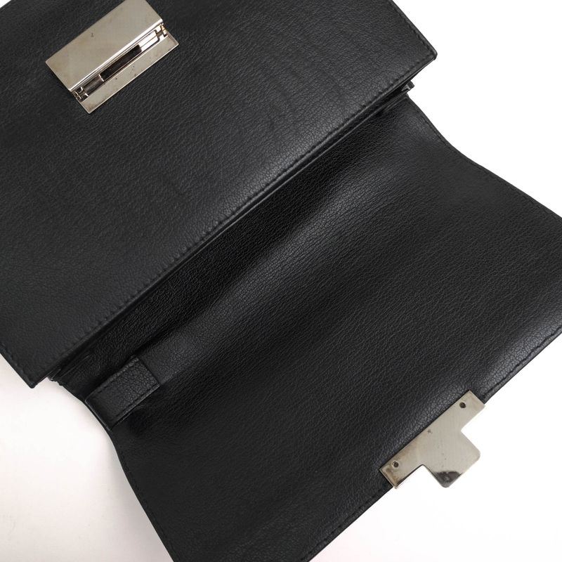 Gucci Bag Second Bag Clutch Bag Men Leather Genuine Black 03137 1669 Flap