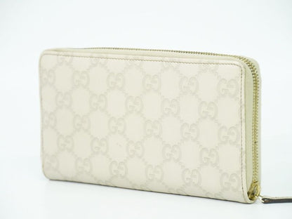 Authentic Gucci Shimmer Leather Round Zipper Long Wallet Long Wallet Ivory