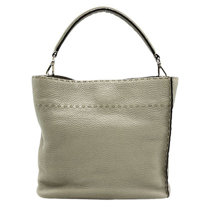 Fendi Selleria Anna Small Shoulder Bag Leather Gray Silver Hardware 2WAY Women