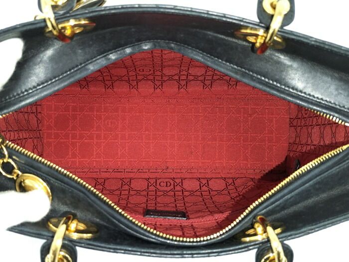 Christian Dior Lady Dior Large Handbag Cannage Leather Black
