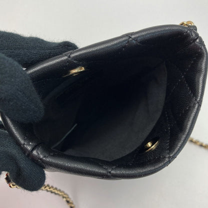 Chanel Cocomark Matelasse Chain Shoulder Bag A81174 Black Lambskin Phone Case