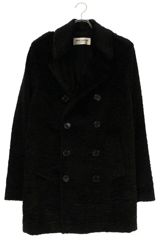 Saint Laurent Paris 16AW 437605 Y592n Astrakhan Fur Double Breasted Coat Men 46
