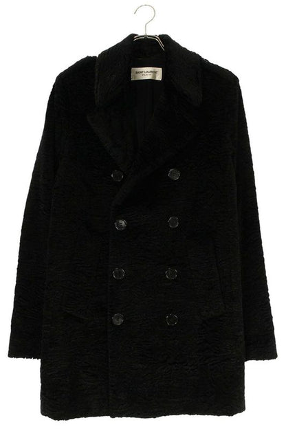 Saint Laurent Paris 16AW 437605 Y592n Astrakhan Fur Double Breasted Coat Men 46