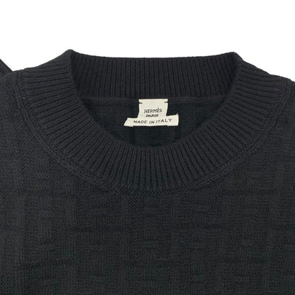 Hermes Dress Wool Black Knit Short Sleeve