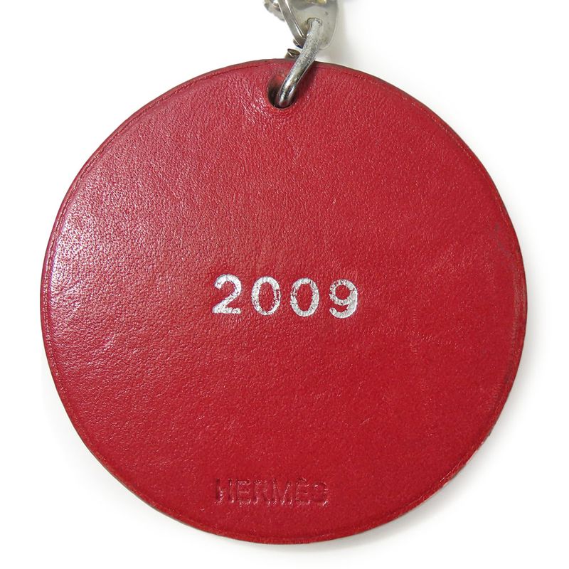 Hermes Bag Charm Animal Cow Leather Silver 925 Red Small 2009 Accessories