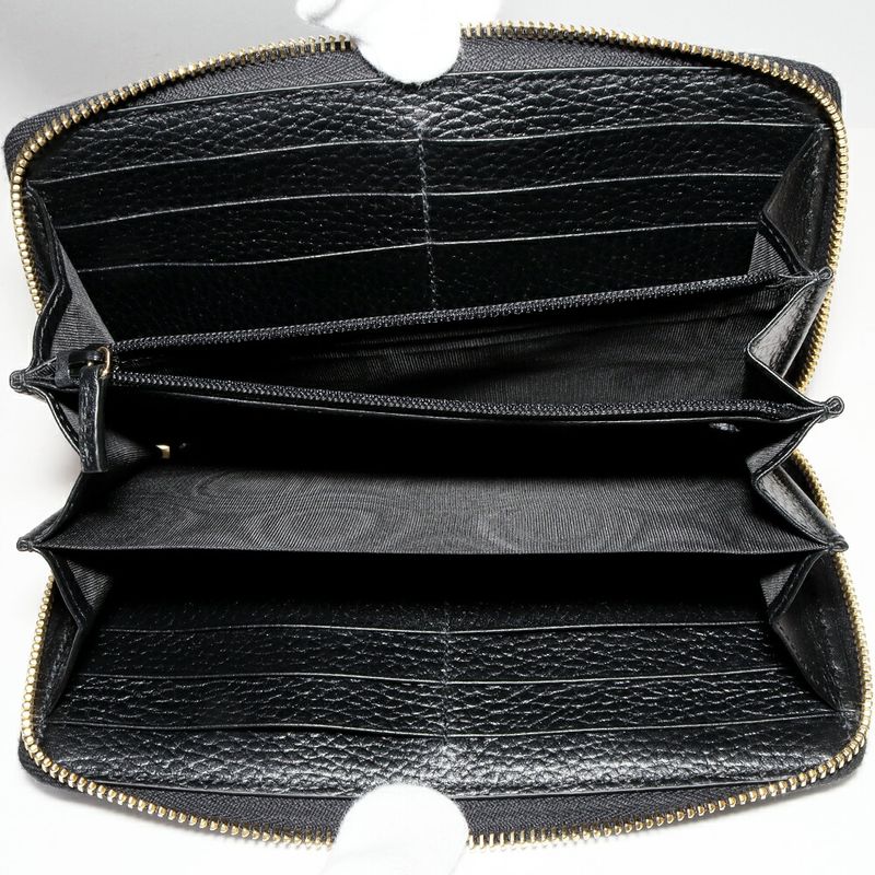 Gucci Round Zipper Long Wallet With Coin Purse GG Marmont Petit Marmont Zip