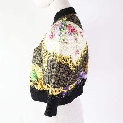 Fendace Fendi Versace 22SS Fj7258 Silk Blend FF Logo Baroque Pattern Blouson