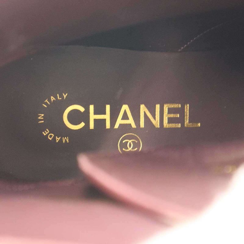 Chanel Pearl Chain Lace-Up Leather Boots G33188 Burgundy 37