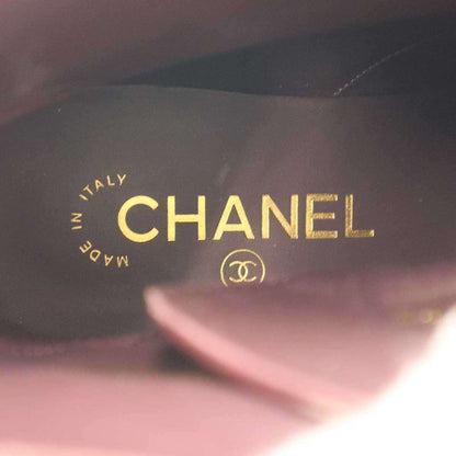 Chanel Pearl Chain Lace-Up Leather Boots G33188 Burgundy 37