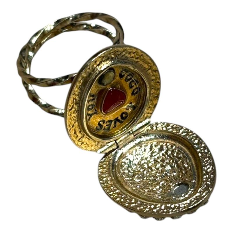 Chanel 10C Coco Mark Rhinestone Ring Women's Gold #12