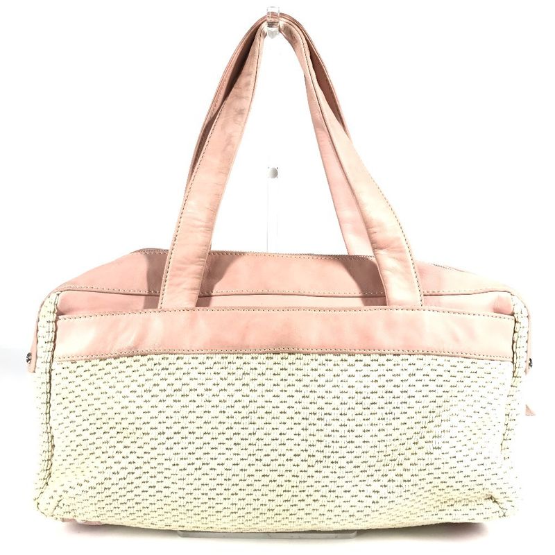 Chanel Shoulder Bag Logo Leather / Canvas Pink