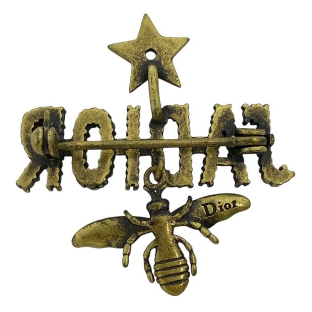Dior Jadior Brooch Pin Brooch Bee Logo Accessories Rhinestone Gold Christian