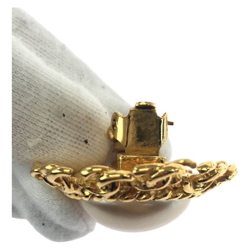 Chanel Vintage Coco Mark Gold Plated Earrings 95 A Engraved Ladies 504796