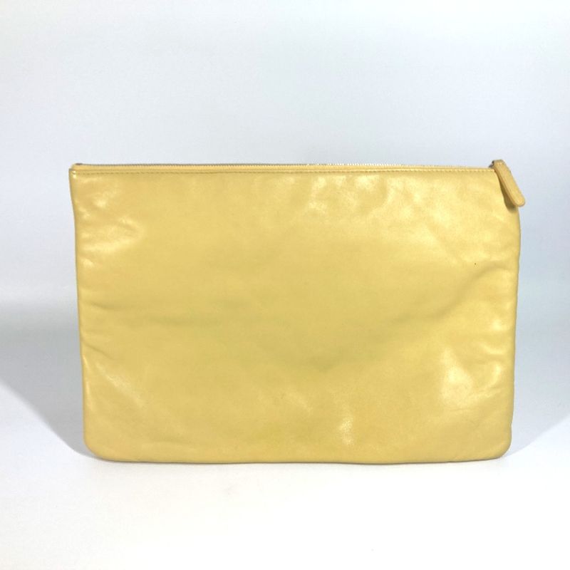 Chanel Clutch Bag Coco Havana Car Logo Leather Yellow