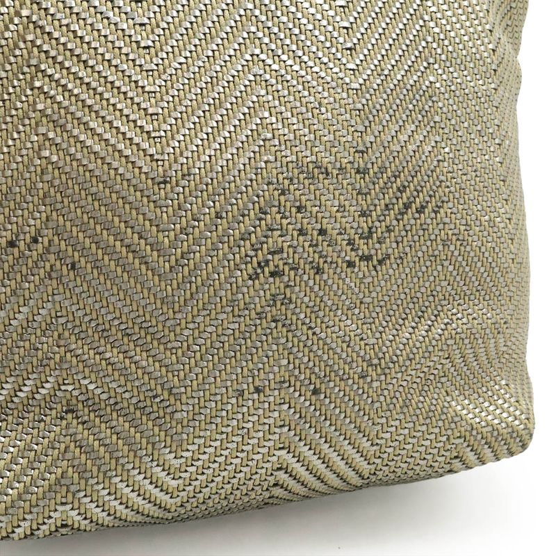 Hermes Hippo Chennai MM Tote Bag Shoulder Bag Braided Leather Beige Silver