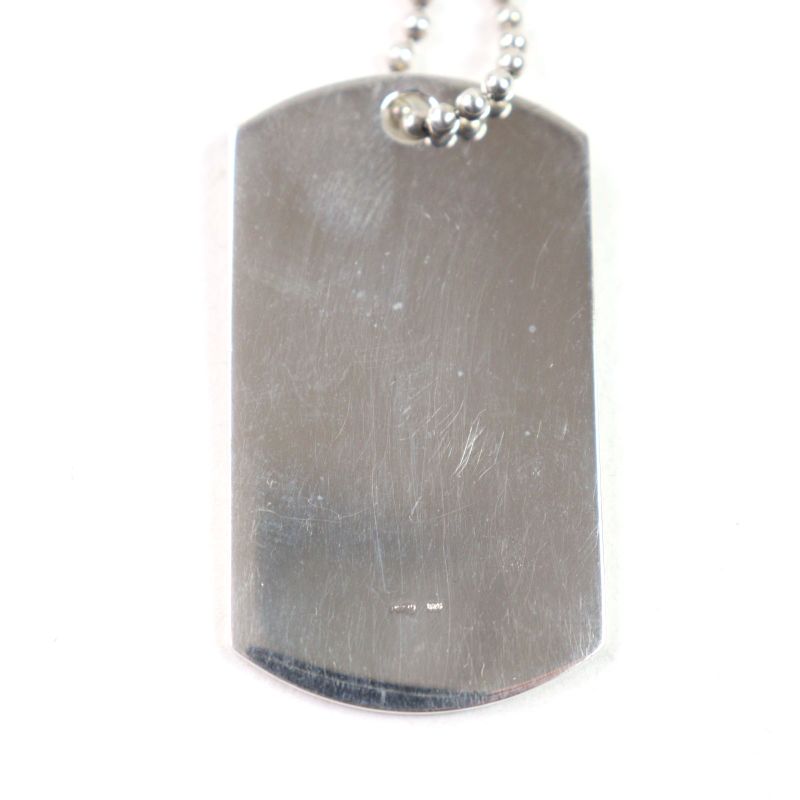 Gucci 925 Logo Engraved Double Dog Tag Ball Chain Necklace Silver