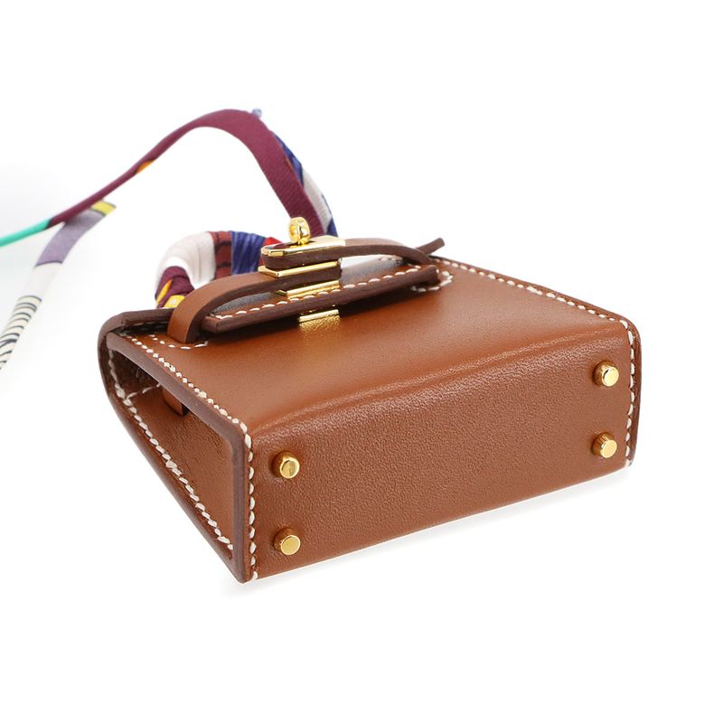 Exhibit Hermes Kelly Twilly Mini Bag Charm Tadelakt Fauve W Engraved Kelly