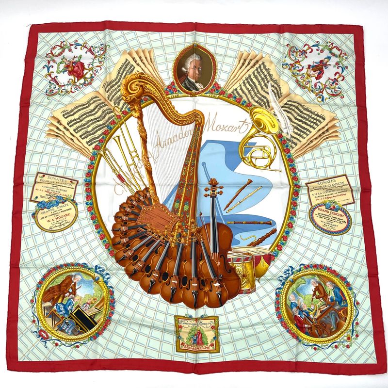 Hermes Carre 90 Wolfgang Amadeus Mozart Hymn To Mozart Silk Scarf Multicolor