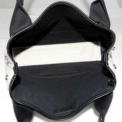Balenciaga Hand Tote Shoulder Bag Navy Cabas Su XS Canvas X Calf Beige X Black