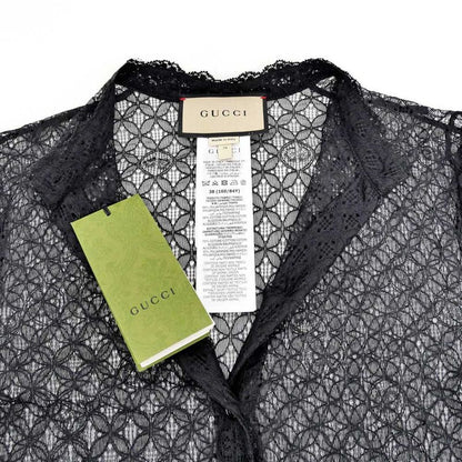 Gucci See Through Shirt With Inner Size 38 Black 717104 Long Sleeve